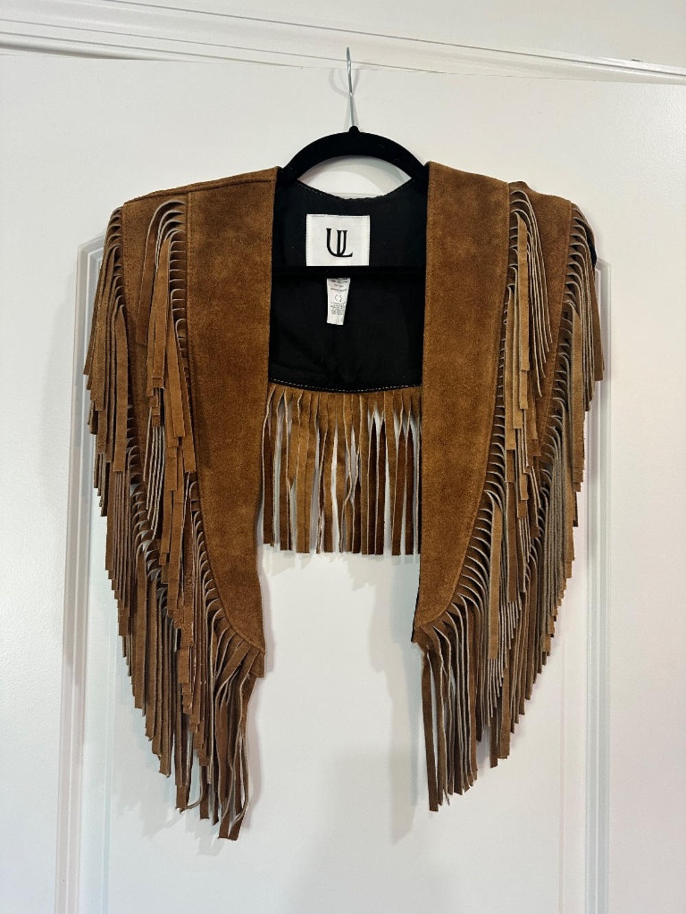 Understated Leather Wide Eyes Suede Fringe Collar - Tan - Picture 5 of 7